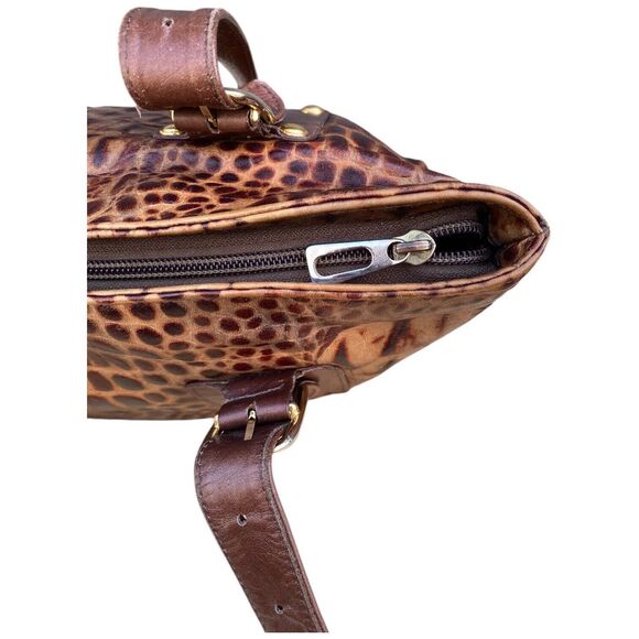 Due Fratelli 2 Strap Brown Leather Tote Shoulder Bag Crocodile Embossed mob wife - Picture 8 of 16